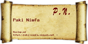 Paki Nimfa névjegykártya